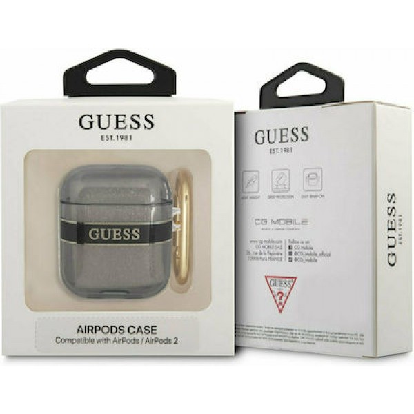 Guess Printed Stripe Silicone Case Black (Apple AirPods / Apple AirPods 2)